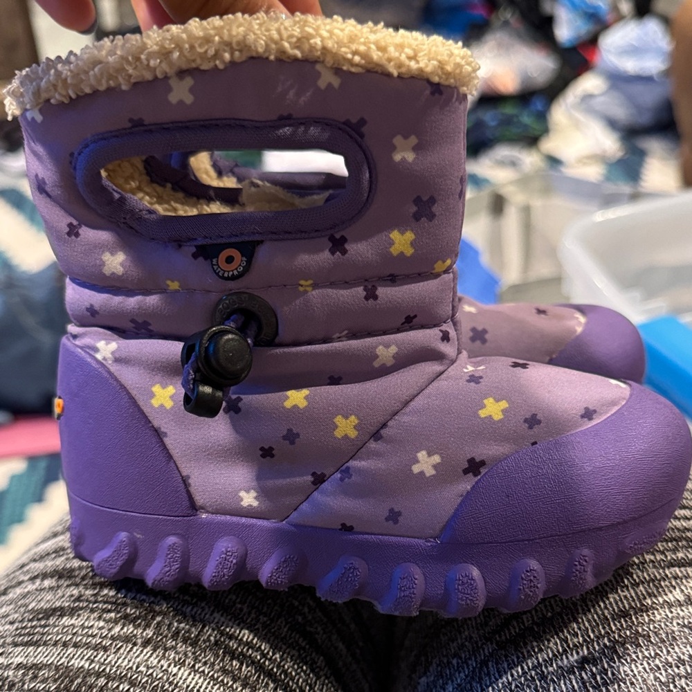 Bogs Purple Kids Boots with Fun Pattern